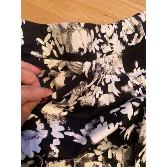 7th Avenue womens black/white floral cropped elastic waist pull on dress pants 4 - Picture 4 of 10